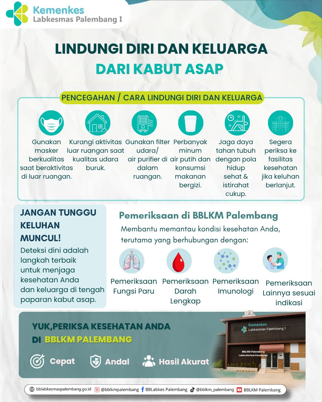 Kabut Asap Ancam Kesehatan, BBLKM Palembang Ajak Masyarakat Waspada dan Lindungi Diri